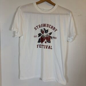 New Strawberry Festival Berry  T-Shirt White Womens Oversized Small Summer